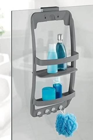 Plastik Banyo Rafı Gri Siyah