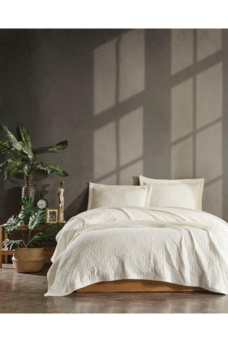 Çift Kişilik Lucette Pike Yatak Örtüsü Krem Krem