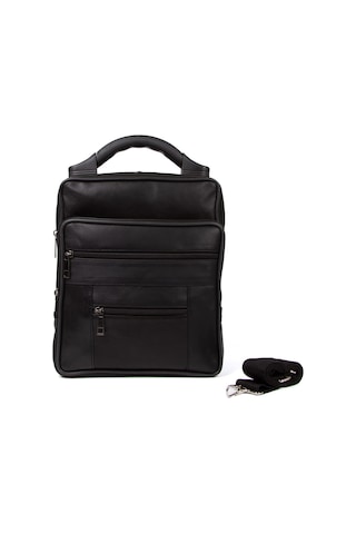 Newish Polo Erkek Hakiki Deri Günlük Omuz Ve El Çantası 22x27 Cm - New099 - Siyah