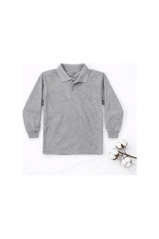 Store Gri Polo Yaka Uzunkol T-shirt Gri