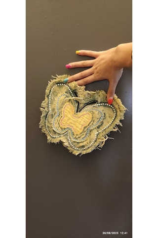 Denim Nakış İşleme Kot Kelebek Arma Dikiş Aplike 24x20 Cm
