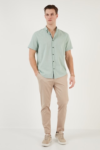 Buratti Pamuklu Slim Fit Düğmeli Yaka Kısa Kollu Erkek Gömlek Cf21S112546 Elma Yeşili