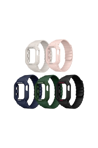 Apple Uyumlu Watch  7 41mm Kd-142 Airbag Tasarımlı Kasa Koruyuculu Silikon Kordon