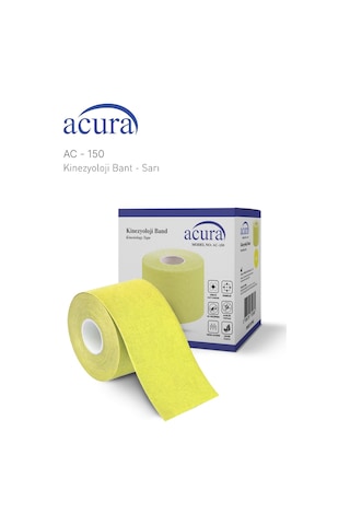 Ac-150 Yüz & Vücut Uyumlu Hipoalerjenik Kinesyo Tape Bandı 5m X 5cm Sarı Renk 1 Beden