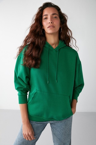 ETHIQUET IDA Basic Oversize Yeşil Sweatshirt