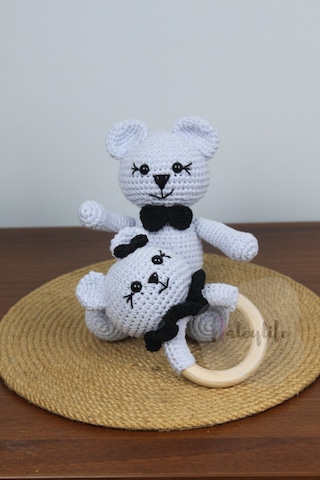 Aley Life Amigurumi Organik Ayıcık Bebek Ve Çıngırak Diş Kaşıyıcı