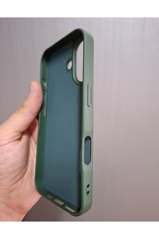 Apple Uyumlu iPhone 17 Logolu İçi Kadife Silikon Lansman Kılıf Haki