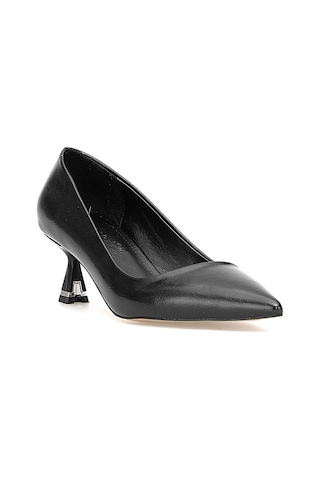 Elit Pm559 K21 Kadın Klasik Topuklu Ayakkabı Siyah Siyah