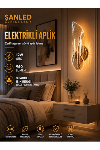 Dekoratif 12w İç Mekan Bronz Kasa 3 Renkli Işık Modern Duvar Aplik Elektrikli 8 Adet
