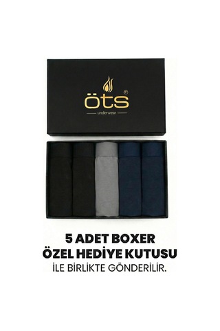 JUST INNER Öts Premium Erkek 5 Li Modal Boxer Modal Hediye Kutulu Ultra Yumuşak Modal Kumaş Esnek Kalıp Ve Kaliteli Esnek Ve Konfor Koyu