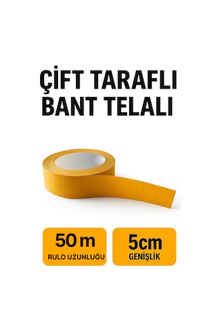 Telalı Çift Taraflı Bant 50 Mt Uzunluk, 5 Cm Genişlik