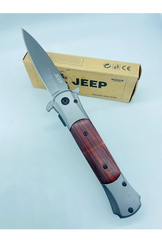 Jeep Marka Ahşapkasa Yarıotomatik Kamp Çakı //23cm-0ııııııı0 Kahverengi - Siyah