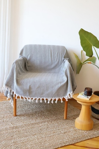 Yeşil Pamuklu Tekli Koltuk Berjer Örtüsü, Şalı 150x170cm Yeşil