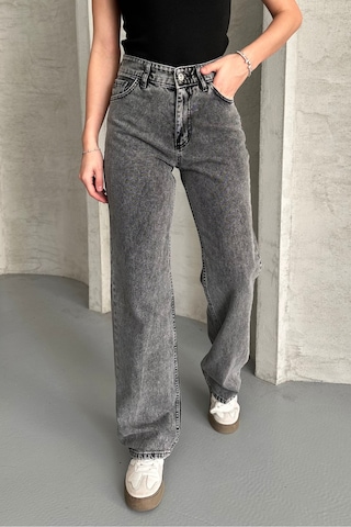 Palazzo Füme Yüksek Bel Jeans Füme