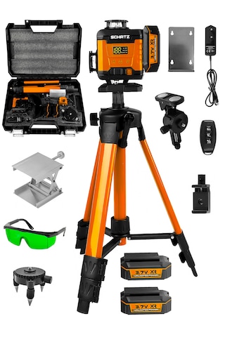 Schatz Profesyonel 360 16 Köşe Otomatik Hizalama Tripod'lu Yeşil Işık Lazer Hizalama Turuncu