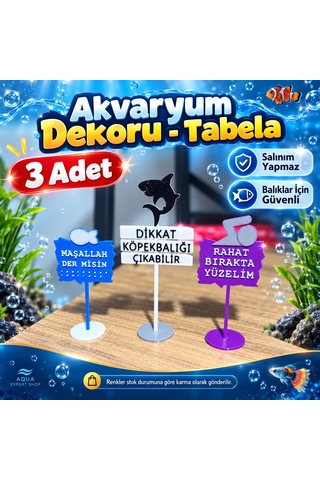 Akvaryum Dekoru - Tabela - Akvaryum Dekor - 3 Adet - Salınım Yapmaz - Balıklar İçin Güvenli