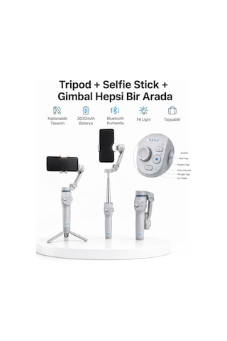 3 Eksen Telefon Gimbal Stabilizer Yapay Zeka Takipli Katlanabilir Dahili Dolgu Işıklı Video Sabitleyici Diğer