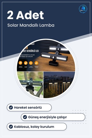 Mandallı Solar Led Lamba Hareket Sensörlü Güneş Enerjili Kablosuz