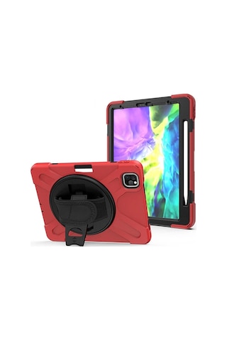 iPad Uyumlu Air 4. Nesil 10.9 Kılıf Shockproof 3 Katmanlı Standlı Zırh Kılıf Kalem Yerli- 5775