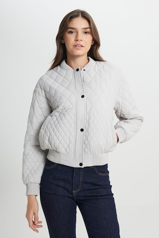 Loose Fit Rahat Kesim Kapitone Detaylı Gri Bomber Ceket W242741035 Gri