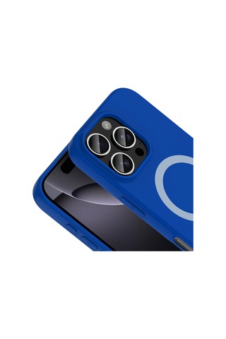 Apple iPhone Uyumlu 16 Pro Max Kılıf M-safe Şarj Özellikli Zore Aris Silikon Kapak - Saks Mavi