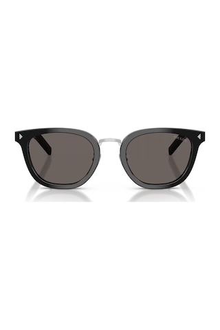 Prada Pr C01sd 16k731 49 Unisex Aynalı Oval Siyah Kemik Güneş Gözlüğü Siyah