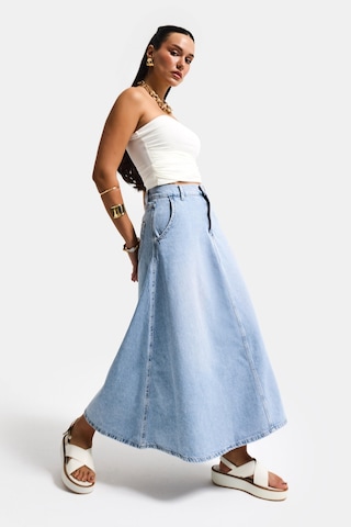 Itsbasic Kadın Snow Kot Rengi Vinca A Tipi Kesim Denim Etek