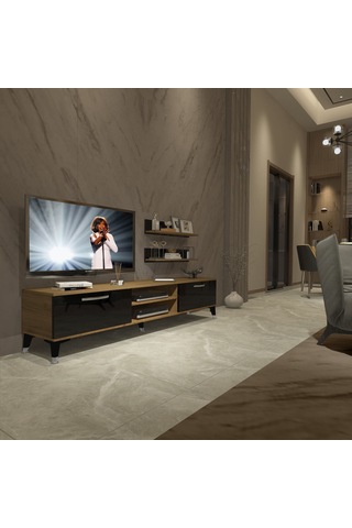 Decoraktiv Eko 4 Mdf Dvd Silver Tv Ünitesi Tv Sehpası Pera - Siyah