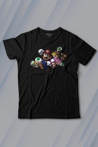 Kendim Seçtim Super Mario Party Star Rush Baskılı Tişört Çocuk T-shirt 001