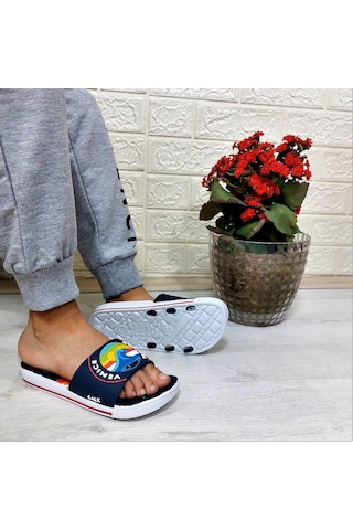 Calx 319 Lacivert-beyaz 3d Baskılı Erkek Çocuk Terlik Lacivert - Beyaz