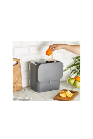 Bayev Gri Fonksiyonel Kapaklı Banyo Ve Mutfak Tezgah Üstü Çöp Kovası Dolap Ve Duvar Seçeneği Çok Renkli