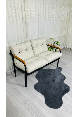 Madame Home Kasımpatı Balkon, Bahçe, Cafe Metal Kanepe Koltuk Takımı 2'li Krem
