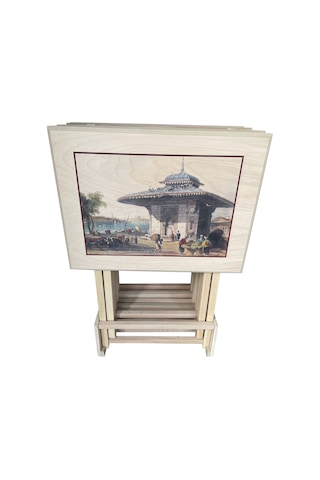 Simitçi Resimli 4'lü Çanta Sehpa Ham&boyasız&cilasız