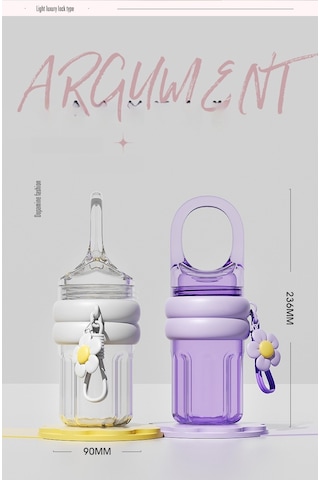 Tuomeng Basit İns Tarzı Düz Renk Yenilikçi X Kilit Tasarımı Plastik Bardak Taşınabilir Bardak 450ml Erik Mor