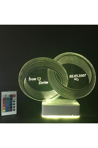 Sevgiliye Özel 3D Alyans Nişan Yüzükleri Masaüstü Led Lamba