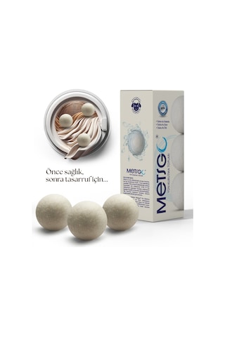 METSGO ( 3 Adet ) Yün Kurutma Topu - Doğal Yumuşatıcı- Kırışık Giderici - Kurutma Makinesi Için