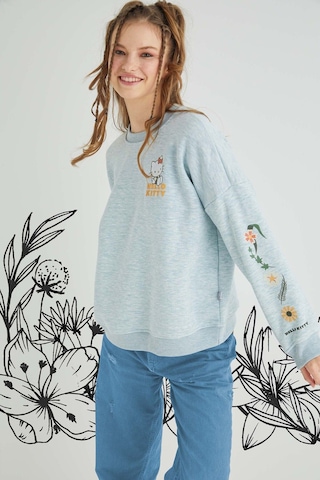 Hello Kitty Lisanslı Baskılı Kalın Oversize Fit Sweatshirt Renkli