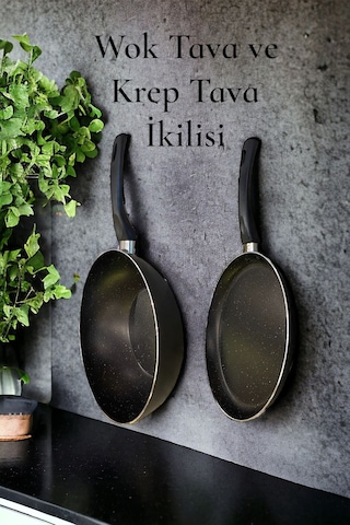 Ragnar 2'li Tava Seti , Wok Tava Krep Tava 2 Parça Tava Set