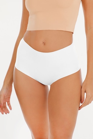 Sensu Kadın Yüksek Bel Dikişsiz Lazer Kesim Külot Beli Lastikli 3'lü Set Beyaz Model3