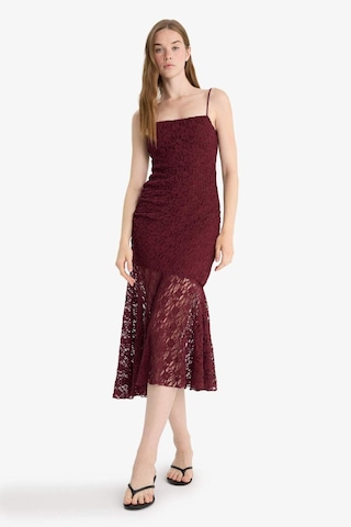 Defacto Bodycon Vücudu Saran Askılı Dantel Midi Elbise F7886ax25aubr204 Bordo