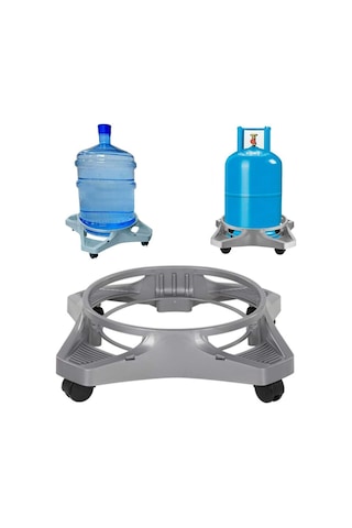 Tüpçek Saksı Damacana Kolon Küllük Altlığı Tekerlekli Plastik Tüp Gri