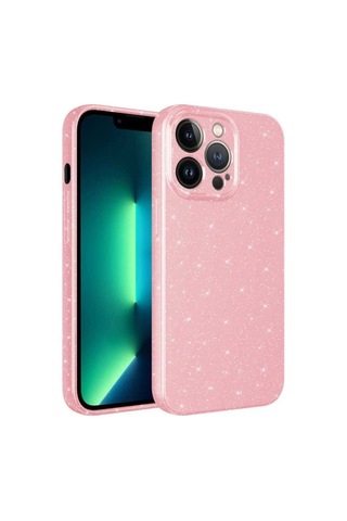 Apple Uyumlu iPhone 12 Pro Kılıf Kamera Korumalı Simli Lüks Zore Koton Kapak Pembe