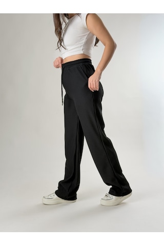Cocopelli Siyah Fitilli Kadın Baggy Pantolon Coc2672 Siyah
