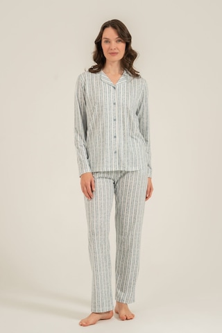 Arnetta Kadın Yeşil Çizgili Gömlek Pijama Takımı Ar3780-s-v1 Ar3780-s-v1