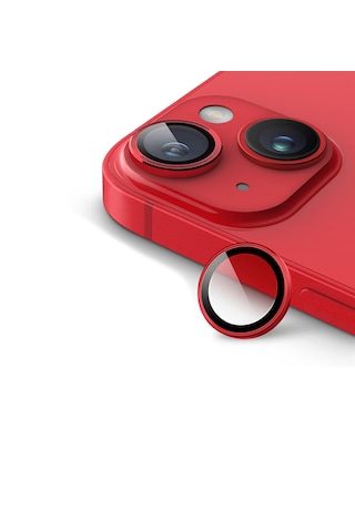 Apple Uyumlu iPhone 14 / 14 Plus İçin Ipg Kamera Lens Koruyucu - Kırmızı