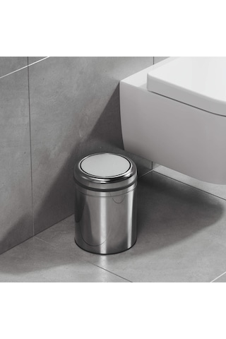 Aquabagno Aqua Bagno Basic Çöp Kovası - Sallanır Kapaklı 5 L, Parlak Krom Paslanmaz-35.99.57.04.01 Krom