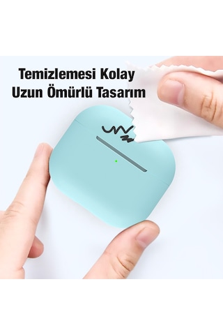 Ally Apple Uyumlu AirPods 3 için Ultra İnce Koruma Silikon Kulaklık Kılıfı Mavi
