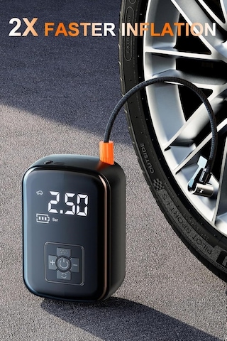 Auhma A5566 Kablosuz Dijital Hava Kompresörü 4000mah Powerbank 150 Psı Led Işıklı Taşınabilir Şarjlı Pompa