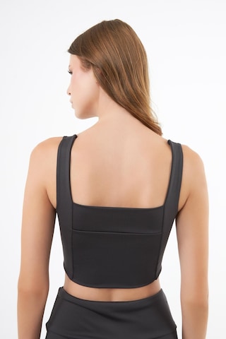 Cottonhill Füme Kare Yaka Crop Top Büstiyer Füme