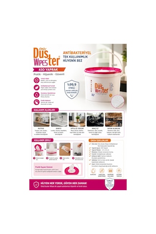 Only Antibakteriyel Tek Kullanımlık Hijyenik Bez Duster Wipes 450 Yaprak